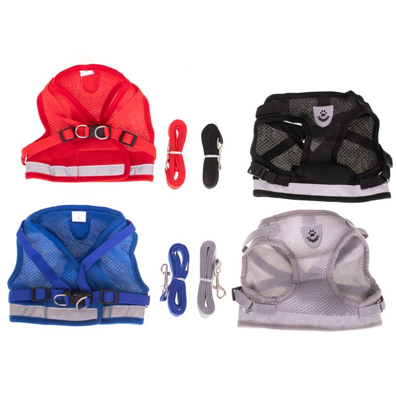 Reflexný postroj pre malých psov a mačky s vodítkom XL