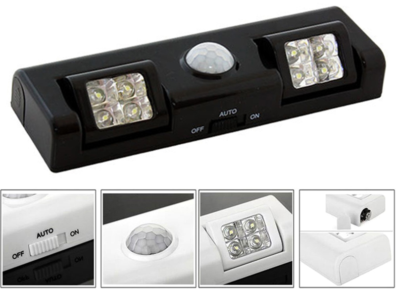 Lampa 8 LED so senzorom pohybu čierna