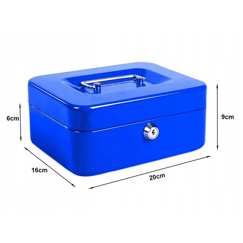 Trezor kovový 20x15x9cm modrý