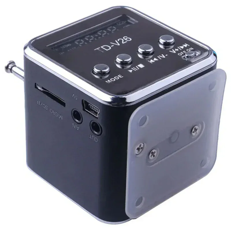 Bezdrôtové prenosné mini FM LED rádio TD-V26 čierne