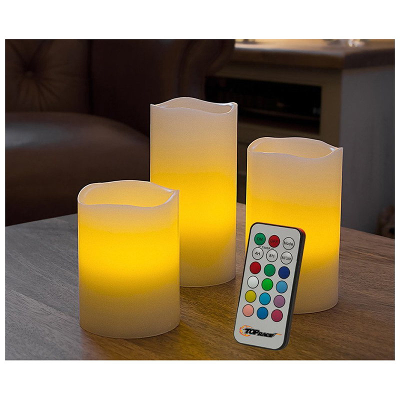 LED RGB sviečky 3ks na diaľkové ovládanie 12 farieb