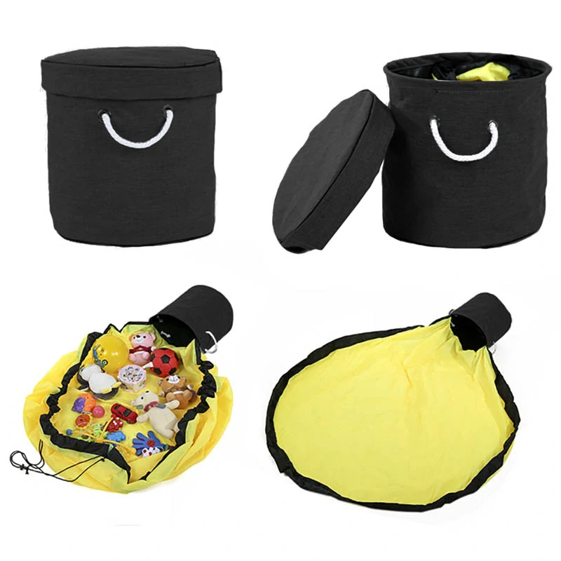 Kôš na hračky s podložkou na hranie čierny