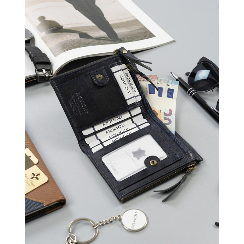 Rovicky N1226-RHP - Peňaženka pánska kožená navy