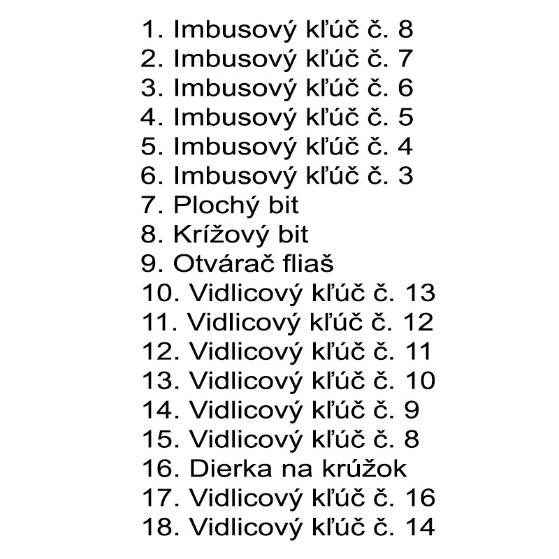 Vločka čierna - Viacfunkčný kľúč 18 v 1