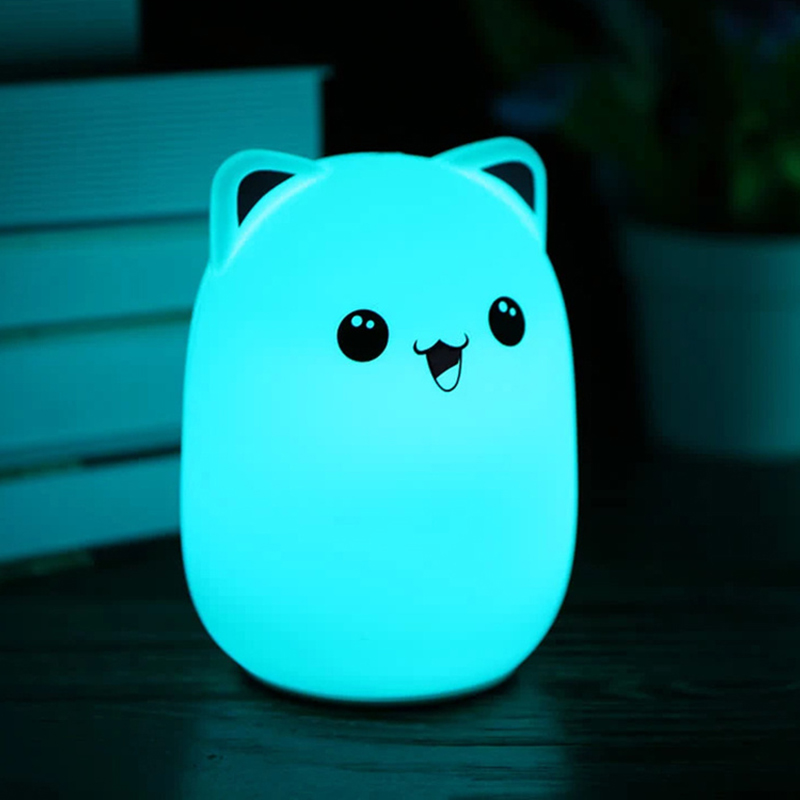 Detská dotyková LED lampa Mačka na batérie
