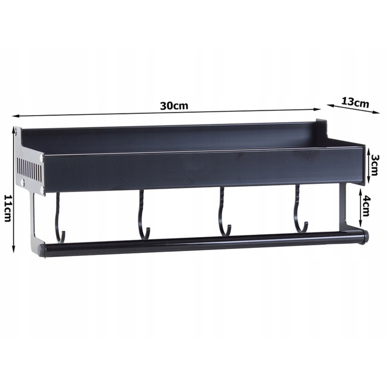 Kuchynská polička s háčikmi