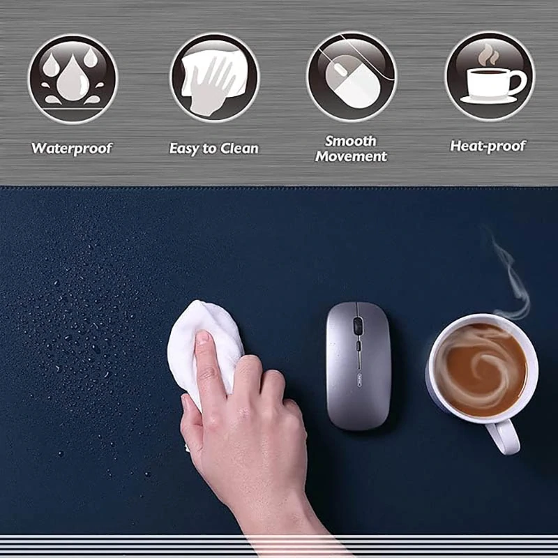 Podložka na stôl z PU kože 80 × 40 cm obojstranná tmavomodrá / žltá