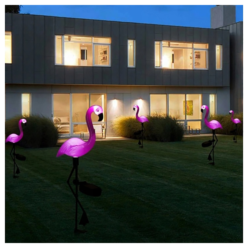 Solárna záhradná lampa - plameniak