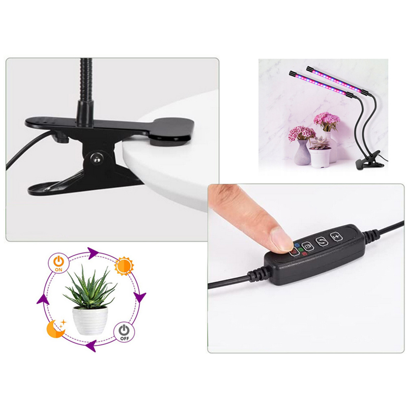 Dvojramenná lampa 40 LED na podporu rastu rastlín s časovačom