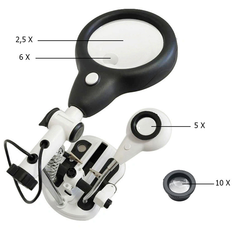 Sada Tretia ruka s lupou 6+12LED MG16130-108C