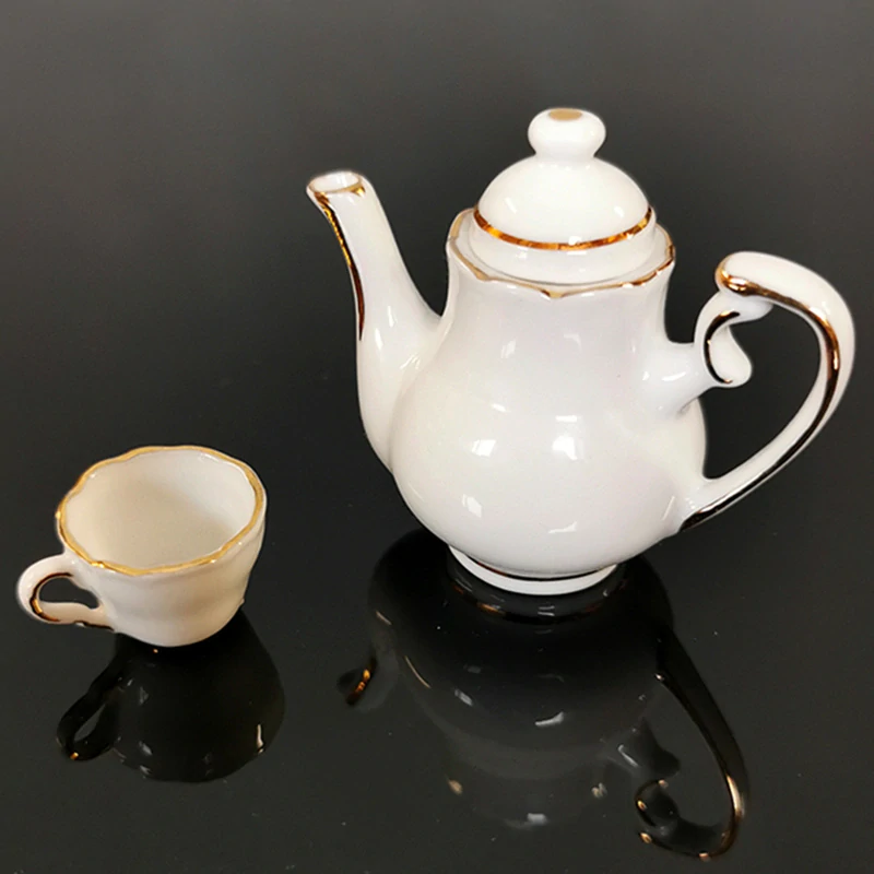 Reutter Porzelan - Porcelánový čajník so zlatým okrajom - miniatúra 6cm