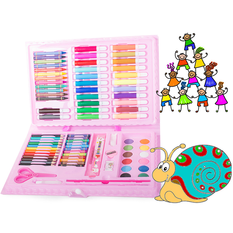 Umelecká sada na kreslenie a maľovanie 86ks ružová