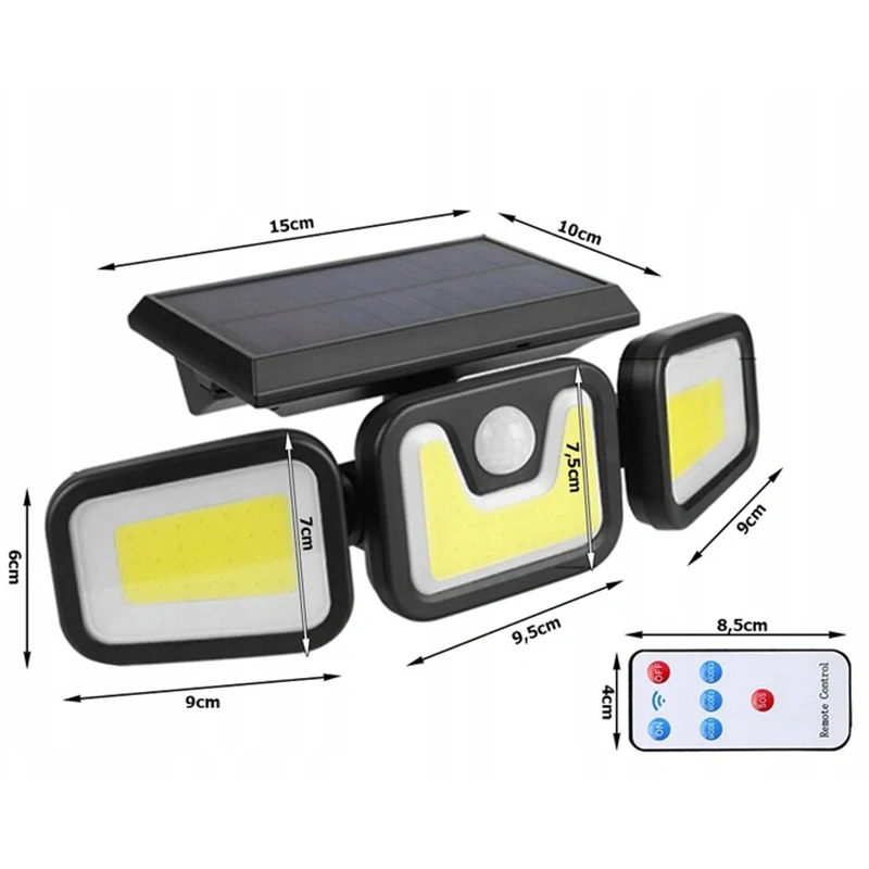 Solárna lampa 103 COB LED so snímačom pohybu a súmraku