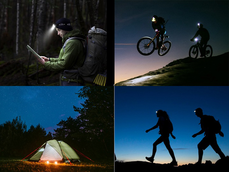 Čelová baterka 2LED COB bezdotyková