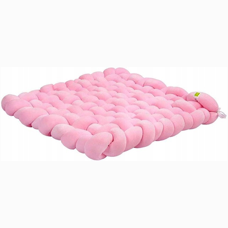 Velúrová pletená podložka LULANDO 75 × 75 × 8 cm – ružová