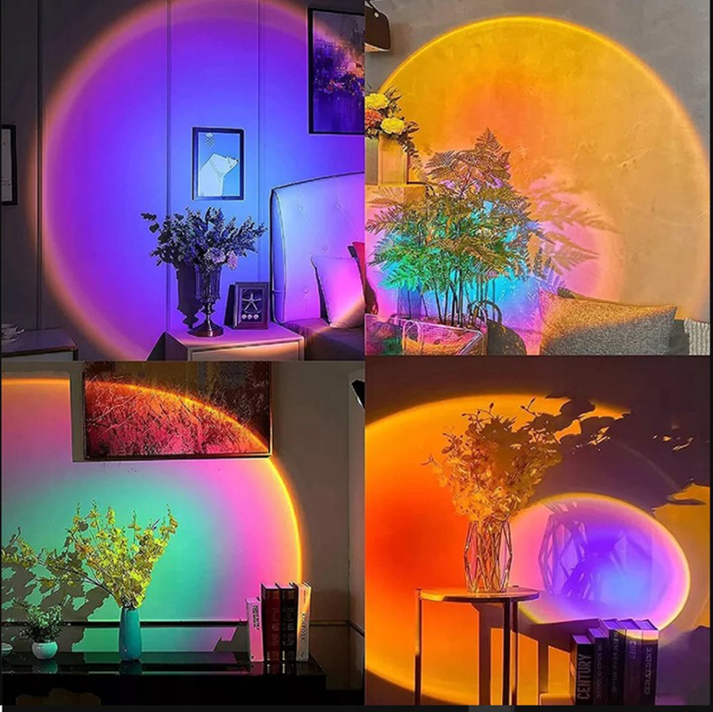 Lampa s projektorom západu slnka s diaľkovým ovládaním