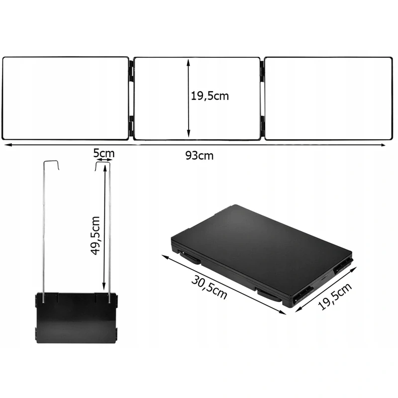 Kozmetické zrkadlo závesné 3-dielne