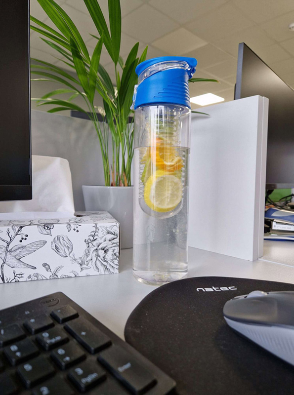 Fľaša na nápoje s ovocím 800ml modrá
