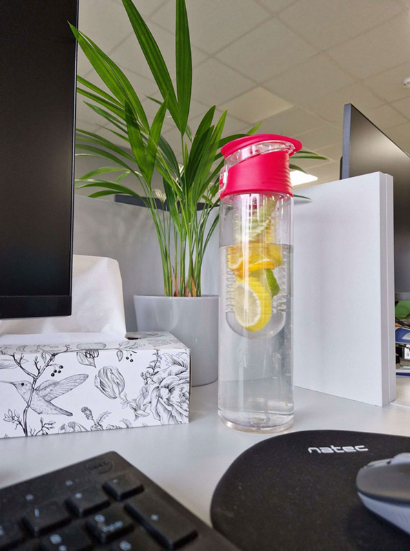 Fľaša na nápoje s ovocím 800ml ružová