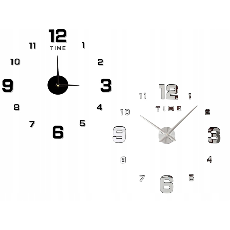 Nástenné hodiny lepiace 3D s tichým chodom 130cm