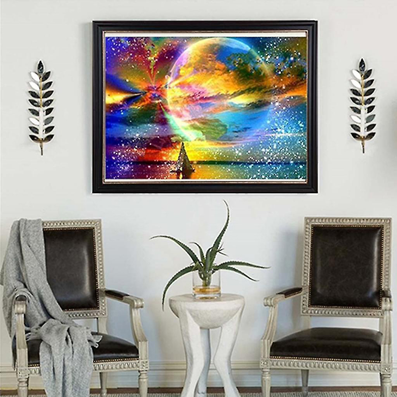 Diamantová výšivka 30x40cm Mesiac