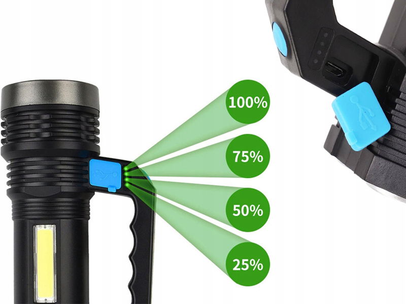 Baterka 5LED COB 2v1 nabíjateľná