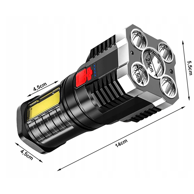 Baterka 5LED COB 2v1 nabíjateľná