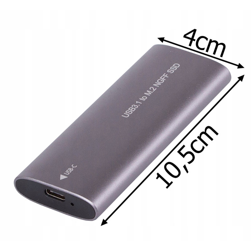 Puzdro pre M.2 SSD NGFF disk USB strieborné