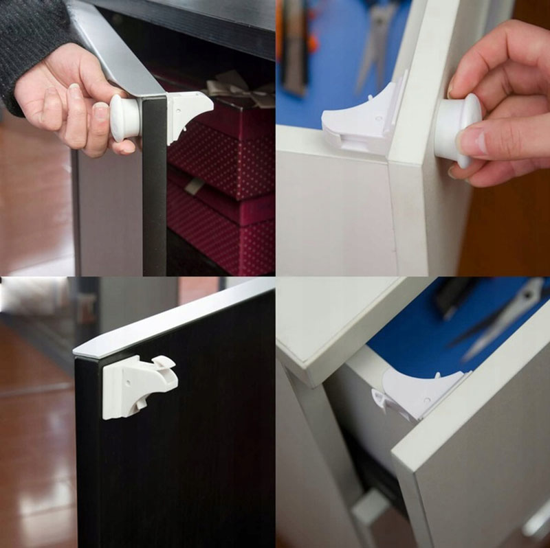 Detské poistky na nábytok magnetické 4ks s kľúčom