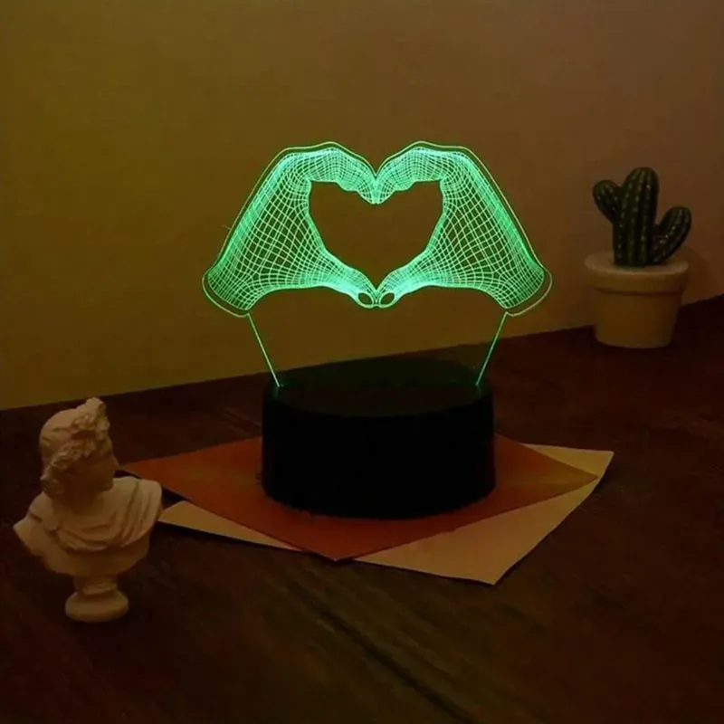 Nočná lampa 3D Dlane s diaľkovým ovládaním