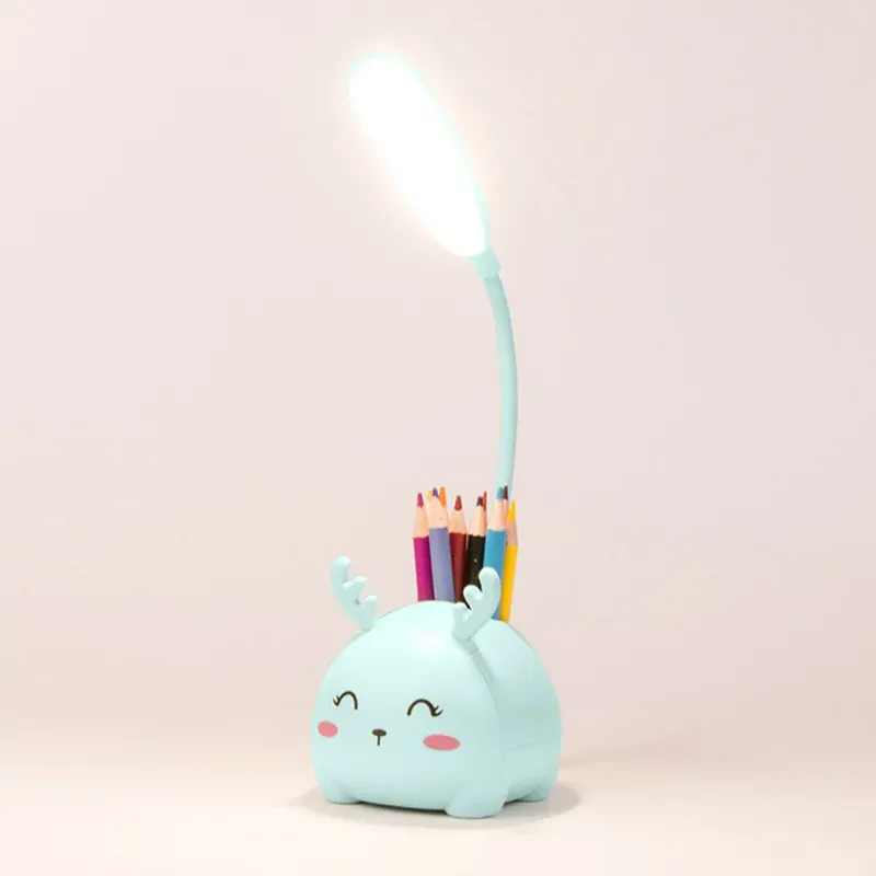 Detská LED lampa 3W so stojanom na mobil a ceruzky modrá