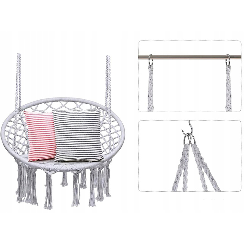 Závesné hojdacie kreslo Bocianie hniezdo sivé