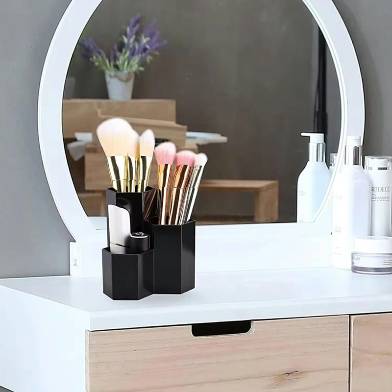 Stojan na kozmetické štetce a makeup čierny