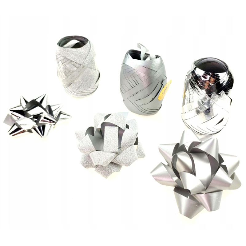 Sada darčekových stúh a mašličiek strieborné