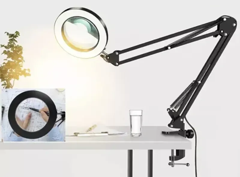 Stolná lupa s LED lampou a flexibilným ramenom čierna