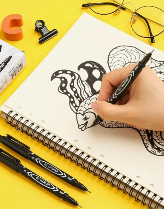 Obojstranný permanentný popisovač tenký čierny