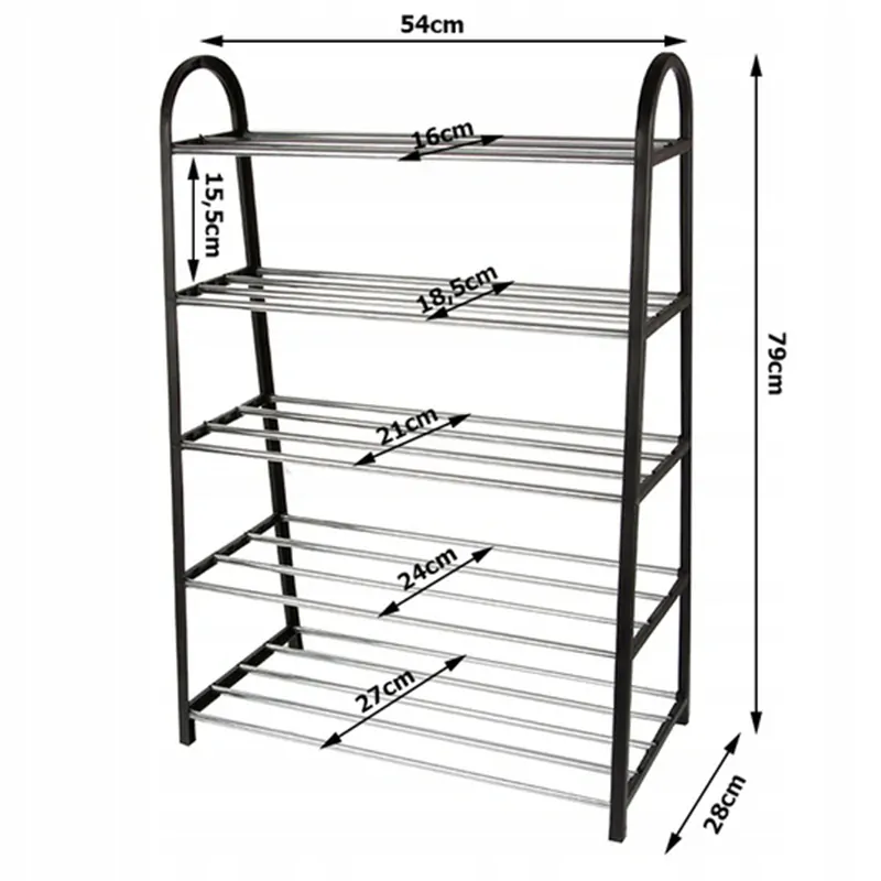 Kovový regál na topánky čierny 79x54x28cm