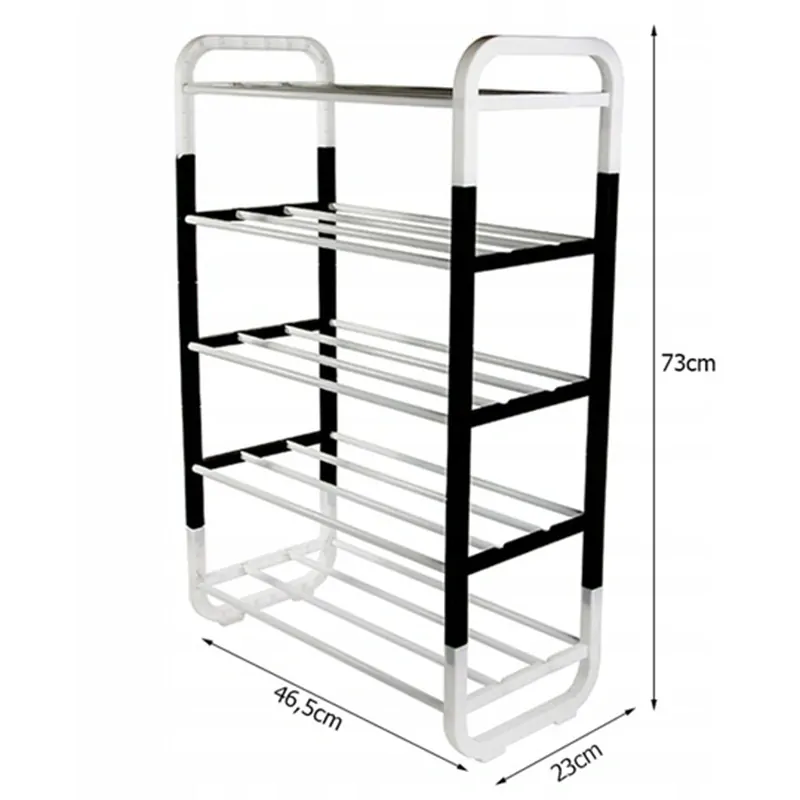Kovový regál na topánky čiernobiely 73x46x23cm