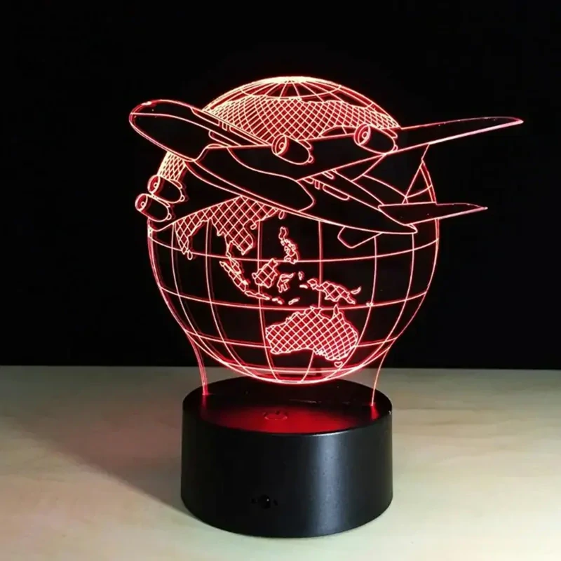 Nočná lampa 3D Lietadlo s diaľkovým ovládaním