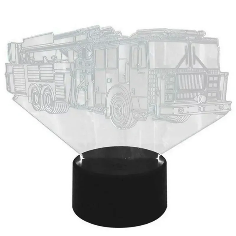Nočná lampa 3D Hasičské auto s diaľkovým ovládaním