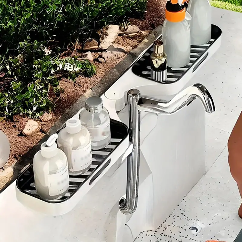 Nástenná dvojitá polička do kúpeľne otočná