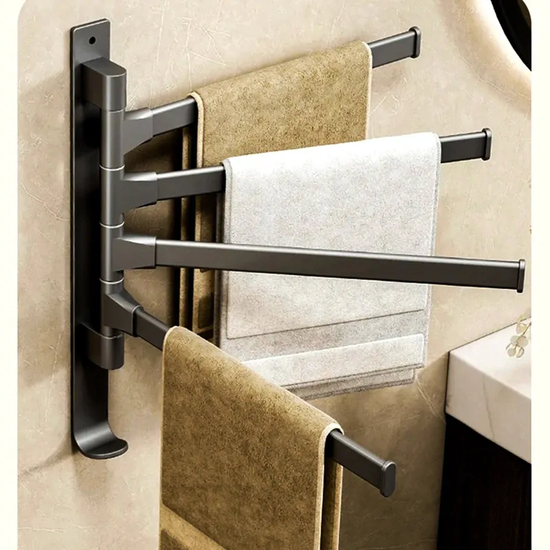 Vešiak na uteráky s otočnými ramenami čierny