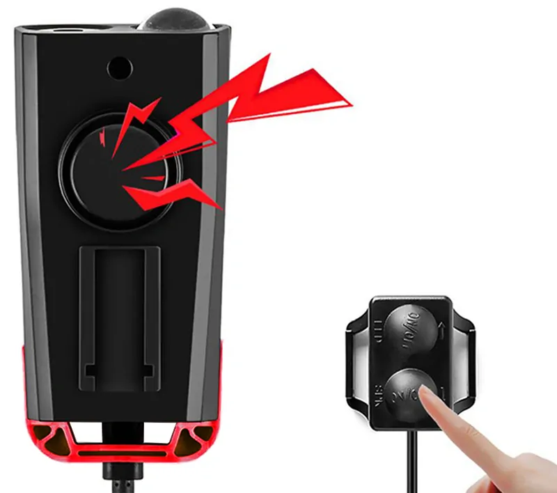 Cyklistická sada - predné a zadné svetlo, zvonček, cyklopočítač červené