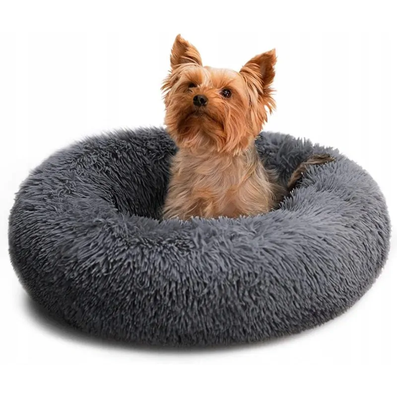 Plyšový pelech pre zviera okrúhly 50cm tmavosivý