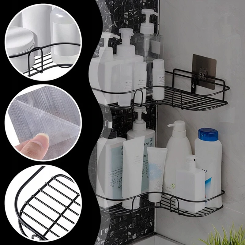 Rohová nástenná polica kovová 26x26cm čierna