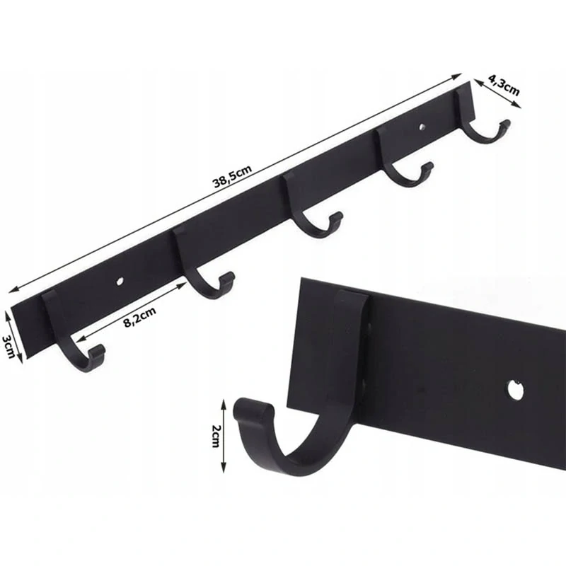 Nástenný vešiak čierny 38cm