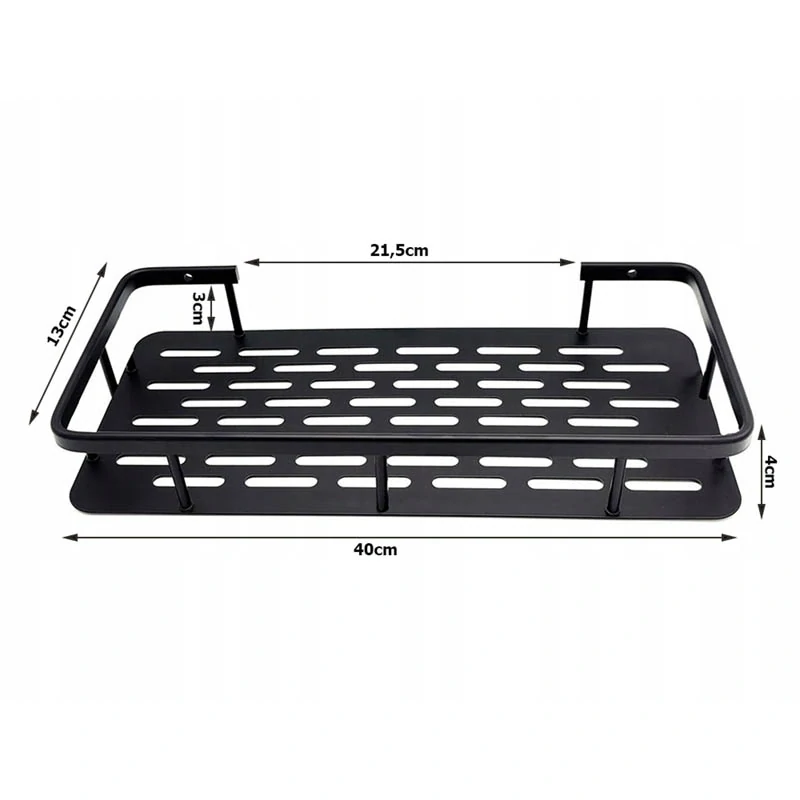 Nástenná polica do kúpeľne čierna 40x13x4cm