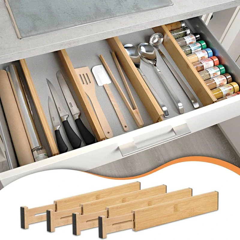 Rozkladacie bambusové organizéry do zásuviek 4ks