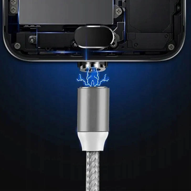 Magnetický kábel USB 3v1 iPhone, Micro USB, USB C 1m strieborný