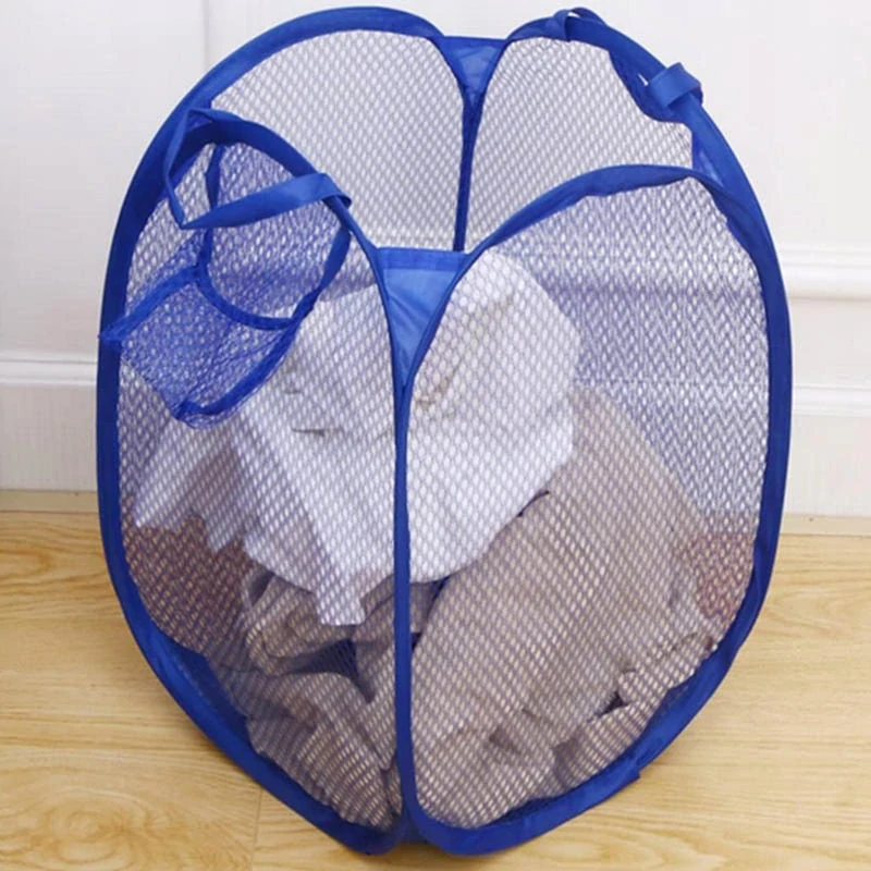 Kôš na prádlo zo sieťoviny 65L modrý